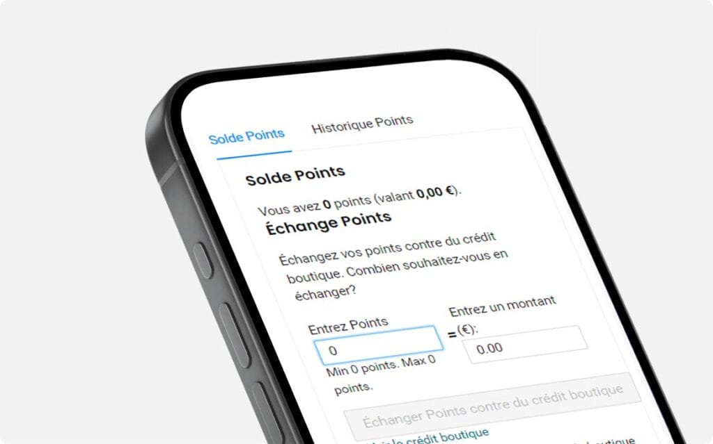 smartphone avec les points de fidélité