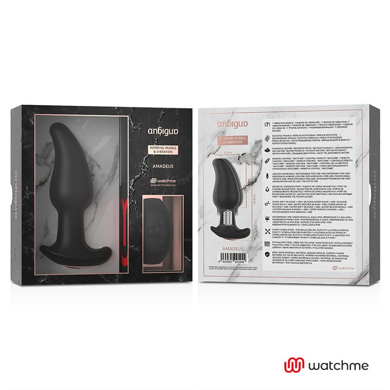 ANBIGUO - VIBRATEUR ANAL PLUG TÉLÉCOMMANDE WATCHME AVEC ROTATION DES PERLES AMADEUS – Image 4