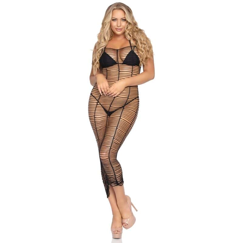 LEG AVENUE - ROBE MAXI EN FILET HORIZONTAL TAILLE UNIQUE – Image 4