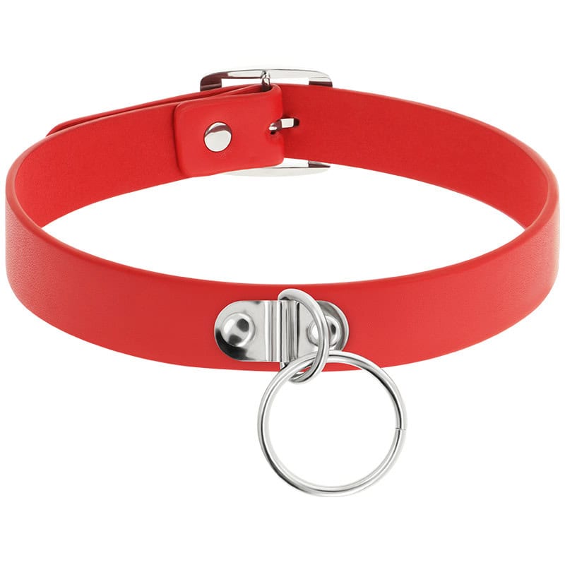 COQUETTE CHIC DESIRE - COLLIER CUIR VEGAN ROUGE FEMME ACCESSOIRE FÉTICHE – Image 3