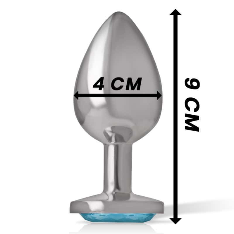 INTENSE - PLUG ANAL EN MÉTAL ALUMINIUM AVEC CRISTAL BLEU TAILLE L – Image 5