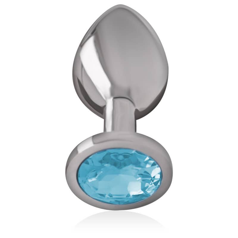 INTENSE - PLUG ANAL EN MÉTAL ALUMINIUM AVEC CRISTAL BLEU TAILLE L – Image 3