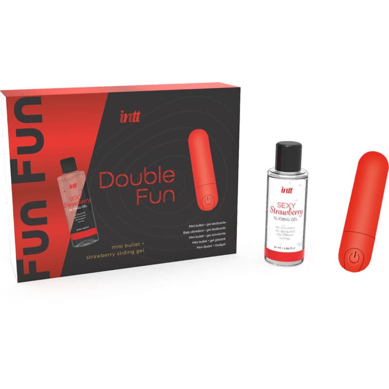 INTT RELEASES - KIT DOUBLE FUN AVEC BULLET VIBRANT ET GEL DE MASSAGE À LA FRAISE – Image 3