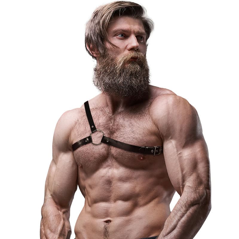 FETISH SUBMISSIVE - HARNAIS EN CUIR ÉCOLOGIQUE POUR HOMMES ÉPAULES CROISÉES ATTITUDE – Image 4