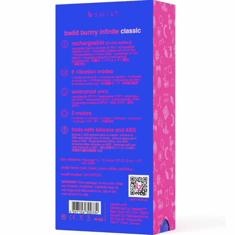 B SWISH - VIBRATEUR RECHARGEABLE CLASSIQUE BWILD BUNNY INFINITE SILICONE BLEU – Image 5