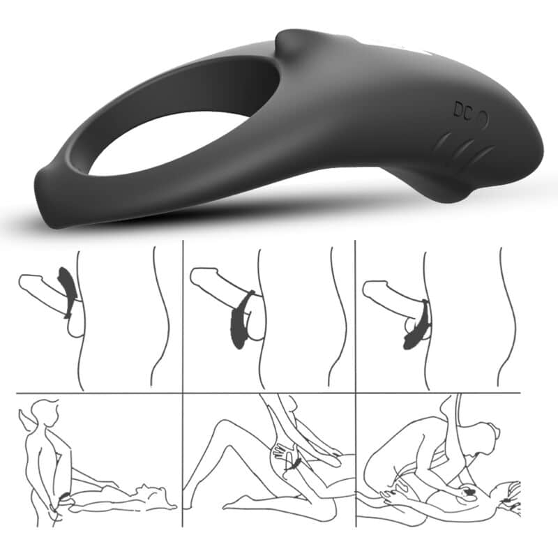 ARMONY - ANNEAU VIBRATEUR SHARK POUR COUPLES TÉLÉCOMMANDE NOIR – Image 5