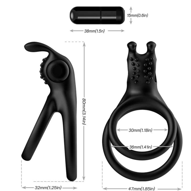 ARMONY - ANNEAU VIBRATEUR DOUBLE TRAVELER POUR COUPLES LAPIN NOIR – Image 3