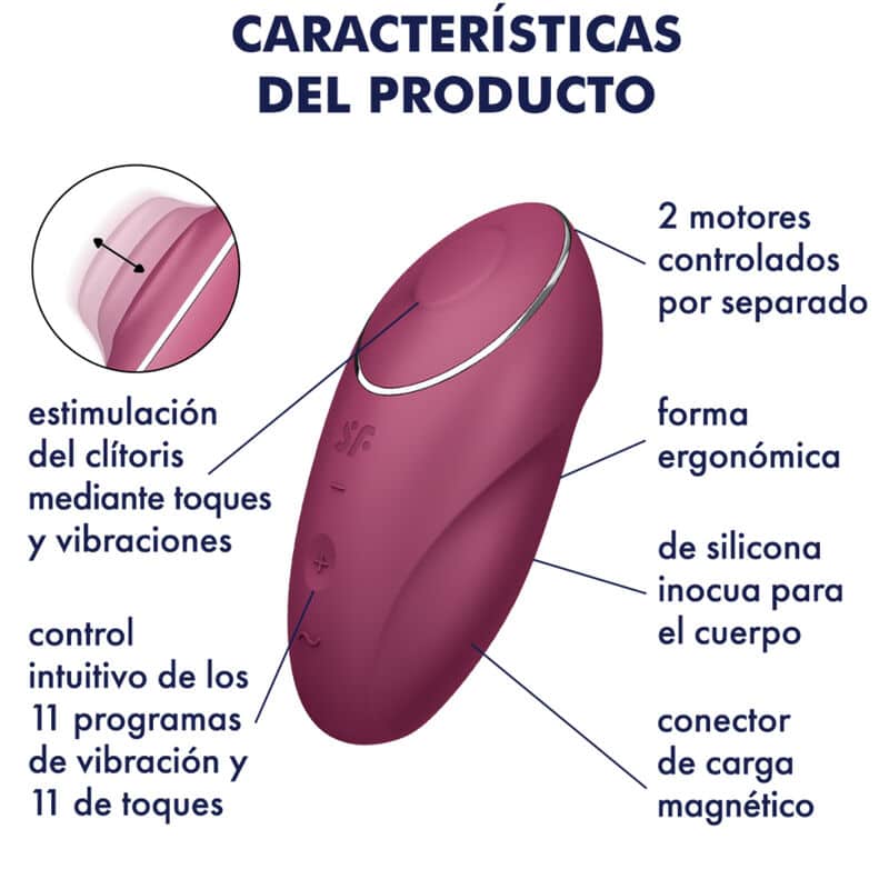 SATISFYER - TAP CLIMAX 1 VIBRADOR LAY-ON ROJO – Image 5