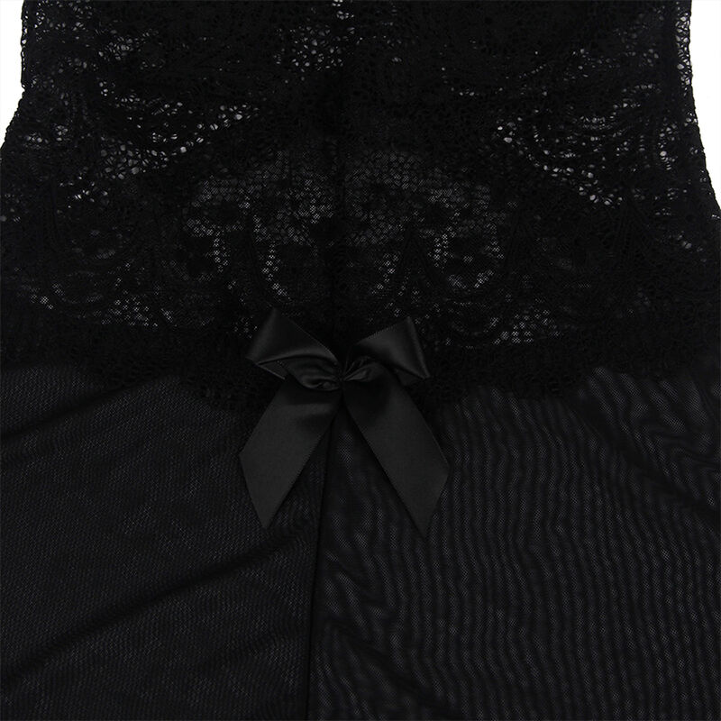 SUBBLIME - BABYDOLL TELA DE TUL DETALLE ENCAJE Y FLOR NEGRO S/M – Image 5