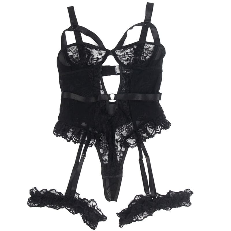SUBBLIME - TEDDY CON LIGA DETALLE ENCAJES Y TIRAS NEGRO S/M – Image 4