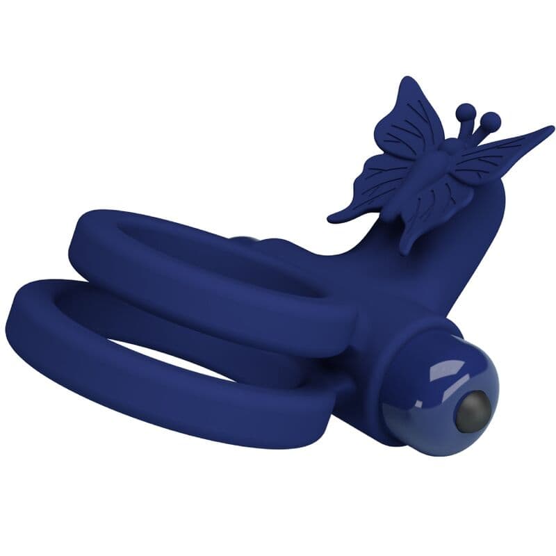 PRETTY LOVE - JAMELE DOUBLE ANNEAU AVEC VIBRATION STIMULATEUR DE PAPILLON BLEU – Image 5