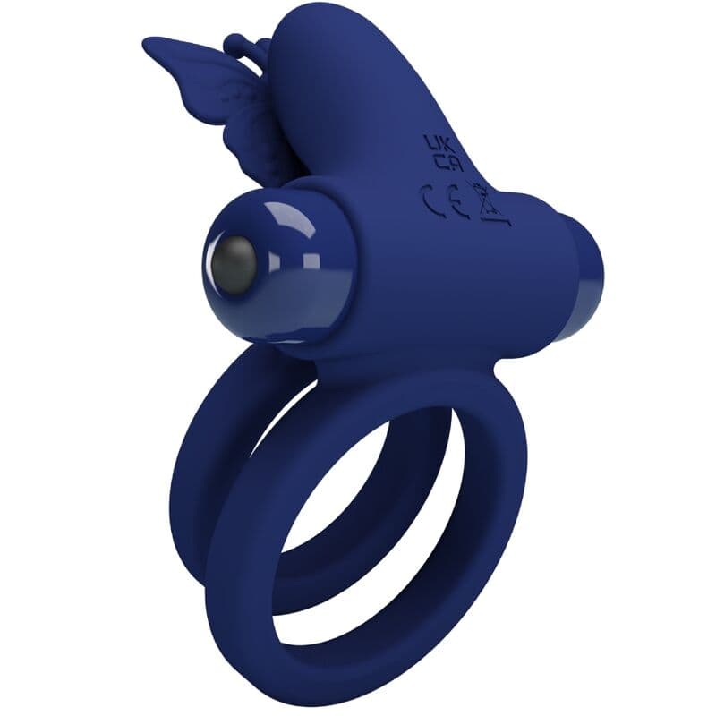 PRETTY LOVE - JAMELE DOUBLE ANNEAU AVEC VIBRATION STIMULATEUR DE PAPILLON BLEU – Image 3