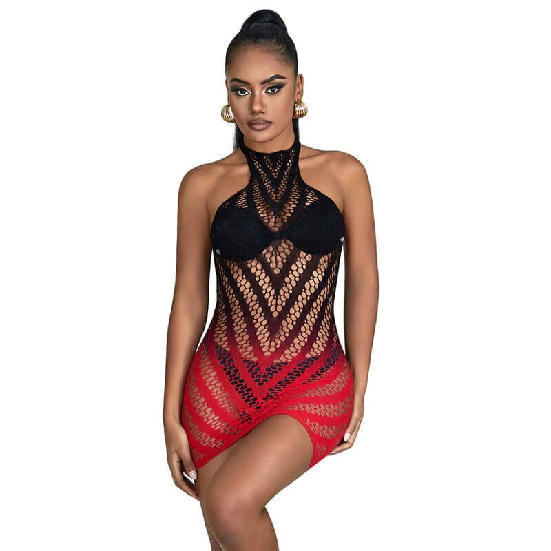 SUBBLIME - 952242 ROBE RÉSILLE ÉLASTIQUE DÉGRADÉ ROUGE ET NOIR TAILLE UNIQUE – Image 5
