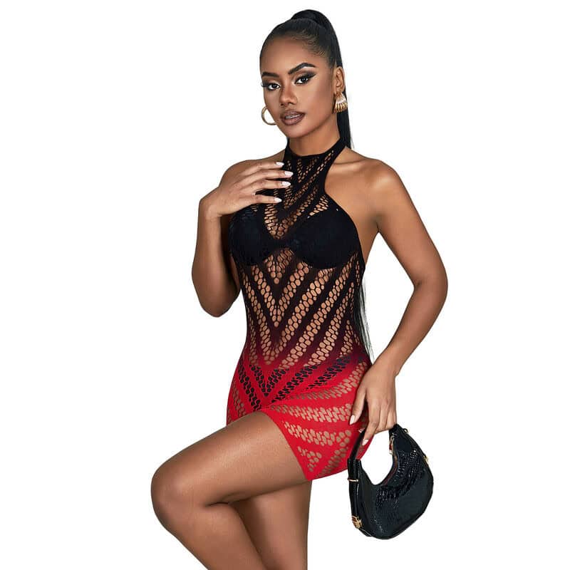 SUBBLIME - 952242 ROBE RÉSILLE ÉLASTIQUE DÉGRADÉ ROUGE ET NOIR TAILLE UNIQUE – Image 4