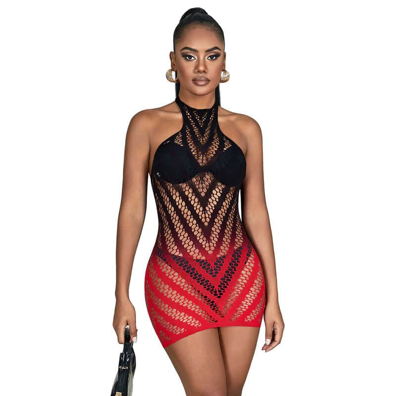 SUBBLIME - 952242 ROBE RÉSILLE ÉLASTIQUE DÉGRADÉ ROUGE ET NOIR TAILLE UNIQUE – Image 3