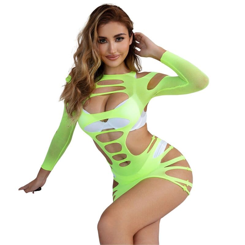 SUBBLIME - 952280 ROBE RÉSILLE ÉLASTIQUE MANCHES LONGUES VERT TAILLE UNIQUE – Image 3
