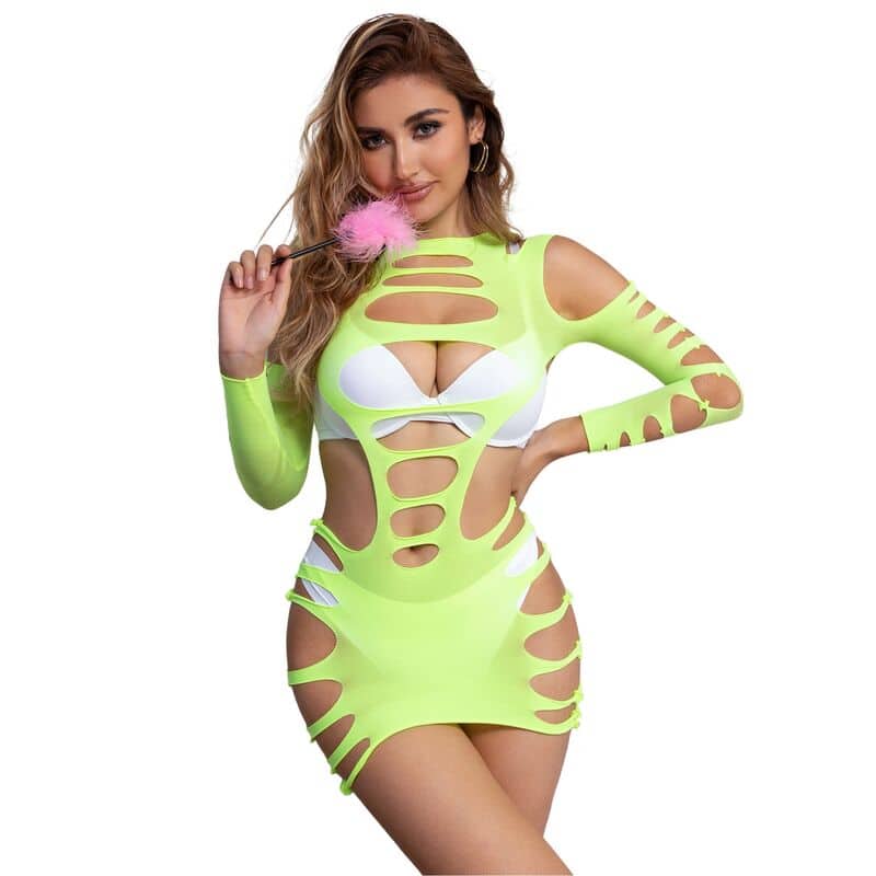 SUBBLIME - 952280 ROBE RÉSILLE ÉLASTIQUE MANCHES LONGUES VERT TAILLE UNIQUE – Image 4