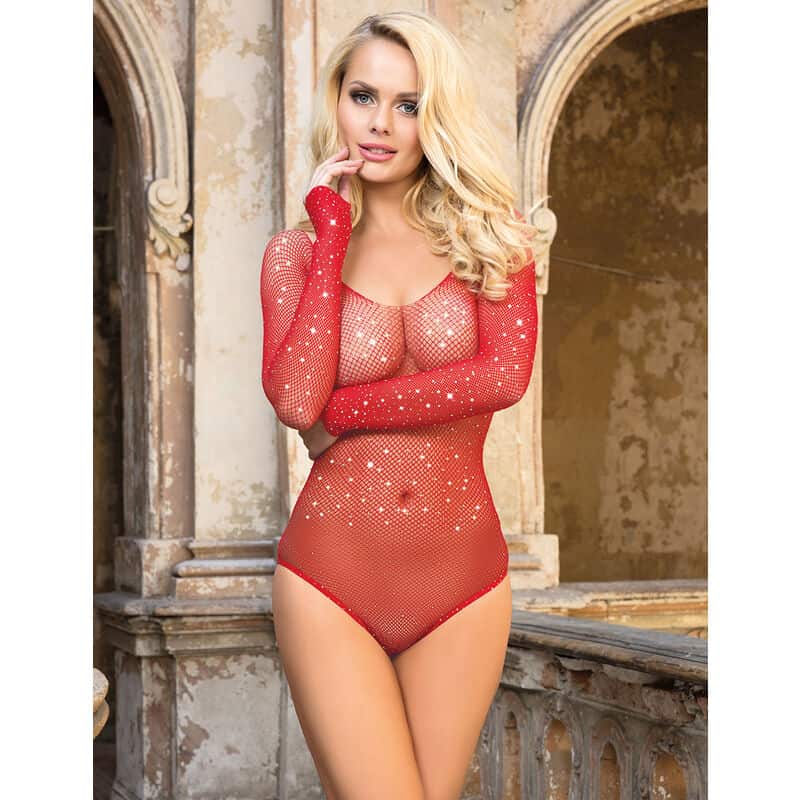 SUBBLIME - 952303 BODY SHINY GRILL AVEC ÉPAULES DÉNUDÉES MANCHES LONGUES ROUGE TAILLE UNIQUE – Image 5