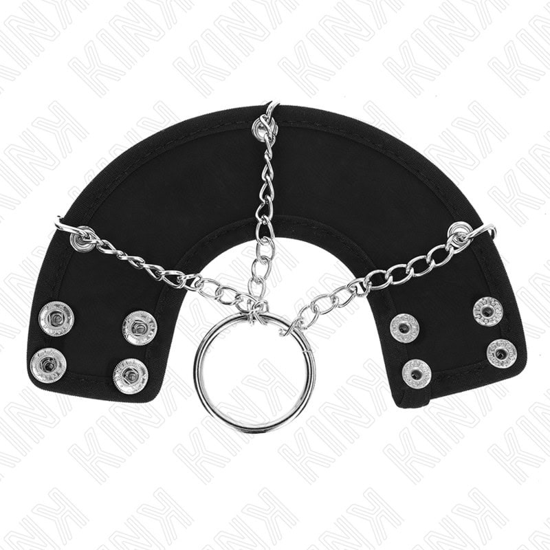 KINK - ANNEAU PÉNIS CHAÎNE 4 CM 7 CM MÉTAL AVEC CEINTURE EN CUIR – Image 3