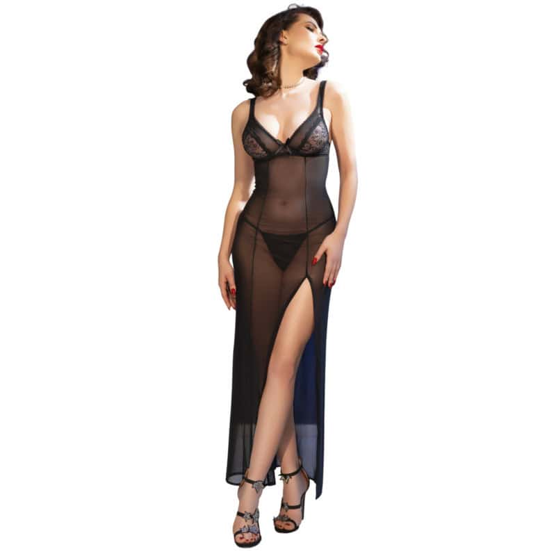 CHILIROSE - CR 4723 BABYDOLL LARGO TANGA NEGRO S – Image 3