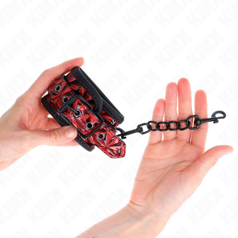 KINK - APPUI-POIGNETS MOTIF DIAMANT ROUGE FONCÉ RÉGLABLE 17-26 CM X 5,5 CM – Image 3