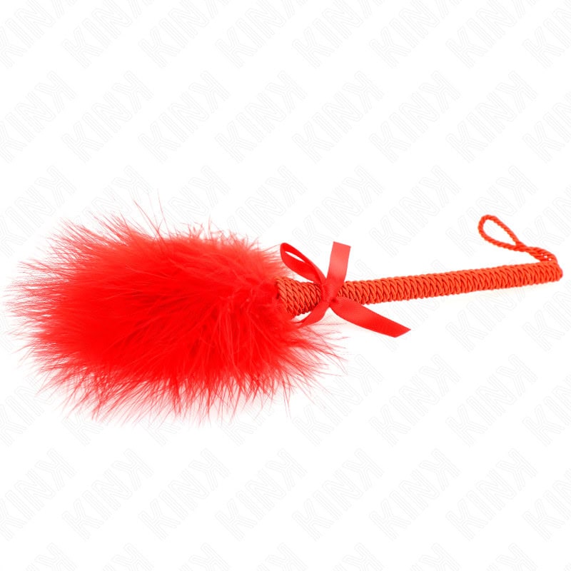 KINK - Baguette en corde de nylon avec plumes chatouillantes et noeud rouge 25 cm – Image 4