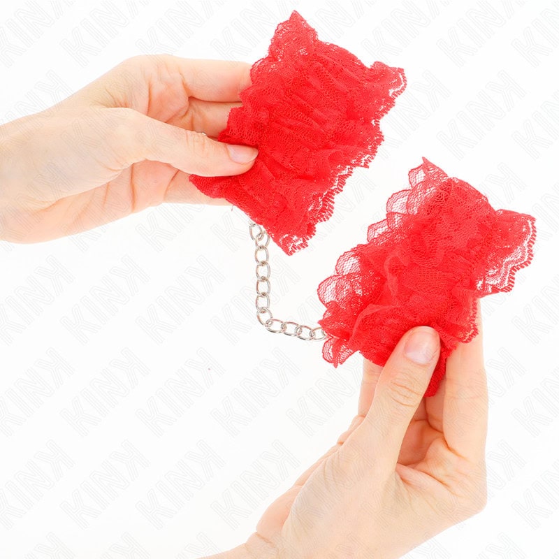 KINK - ATTENTES-POIGNETS ÉLASTIQUES EN DENTELLE ROUGE – Image 4