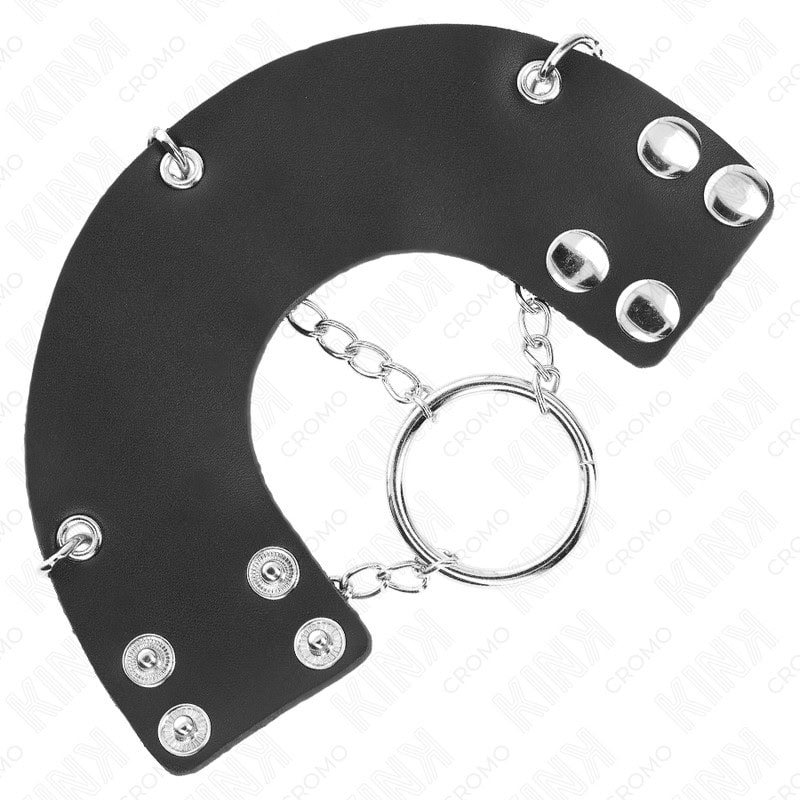 KINK - ANNEAU PÉNIS CHAÎNE 4 CM 7 CM MÉTAL AVEC CEINTURE EN CUIR – Image 4
