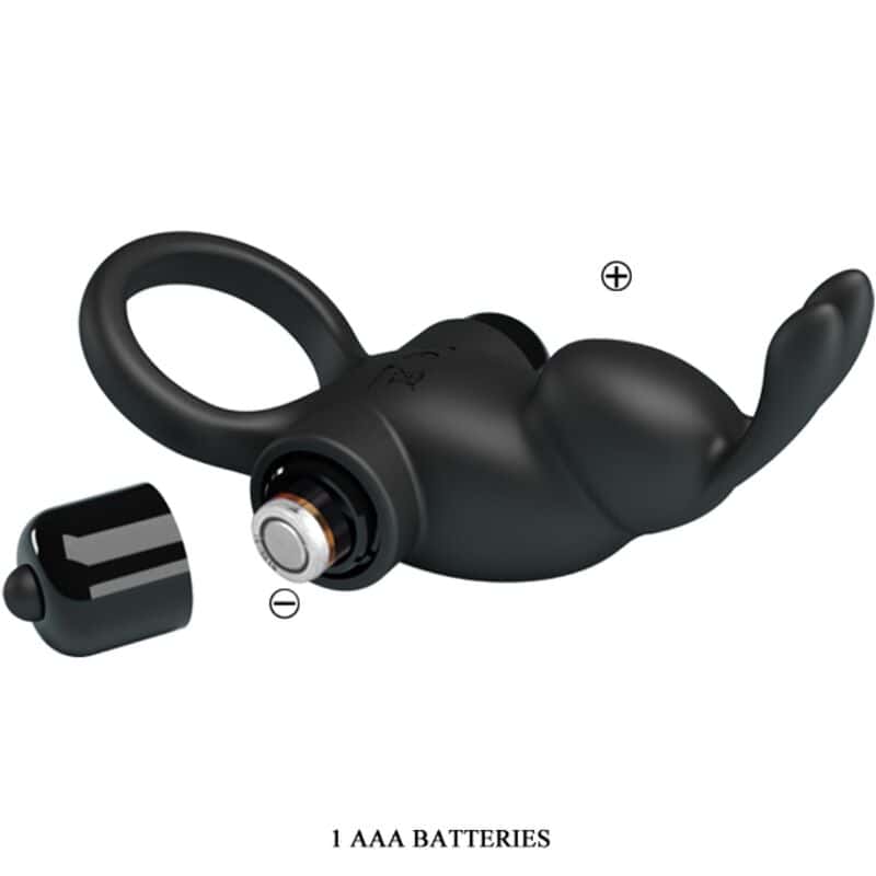 PRETTY LOVE - ANNEAU VIBRANT + STIMULATEUR DE CLITORIS RABBIT 10 VIBRATIONS NOIR – Image 5