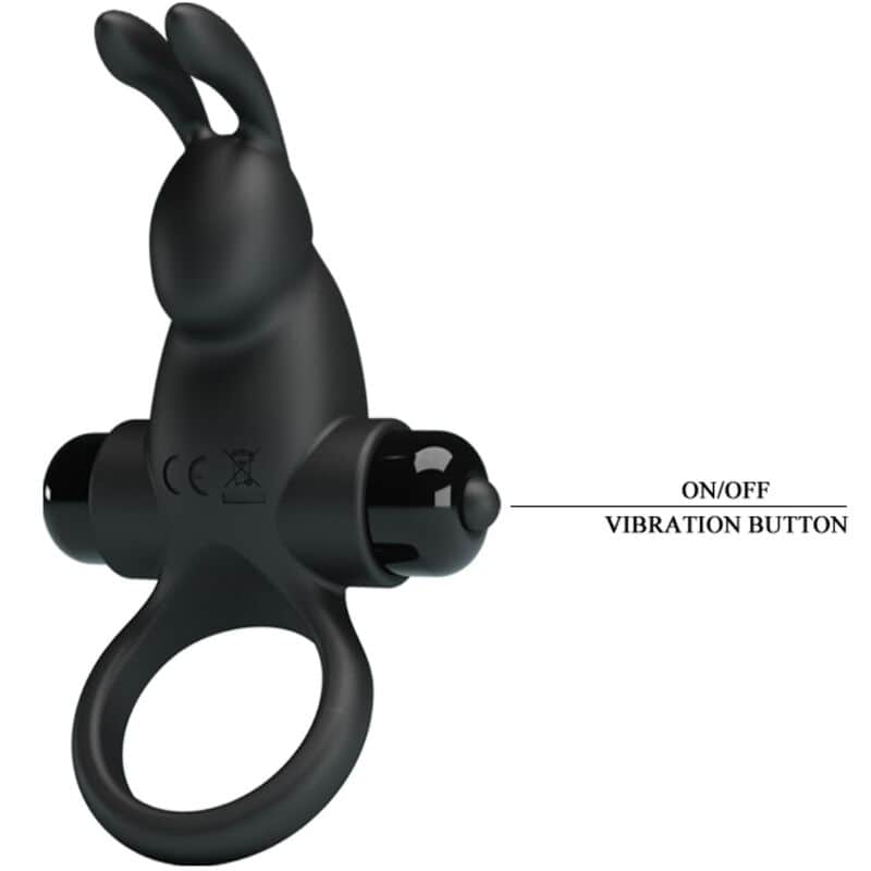 PRETTY LOVE - ANNEAU VIBRANT + STIMULATEUR DE CLITORIS RABBIT 10 VIBRATIONS NOIR – Image 4