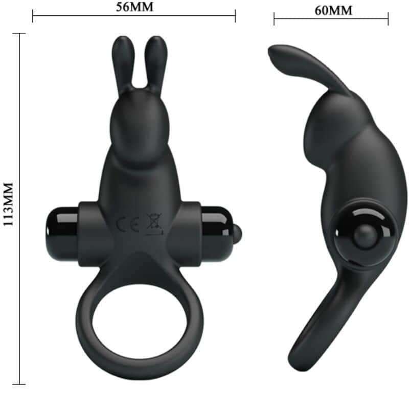 PRETTY LOVE - ANNEAU VIBRANT + STIMULATEUR DE CLITORIS RABBIT 10 VIBRATIONS NOIR – Image 3