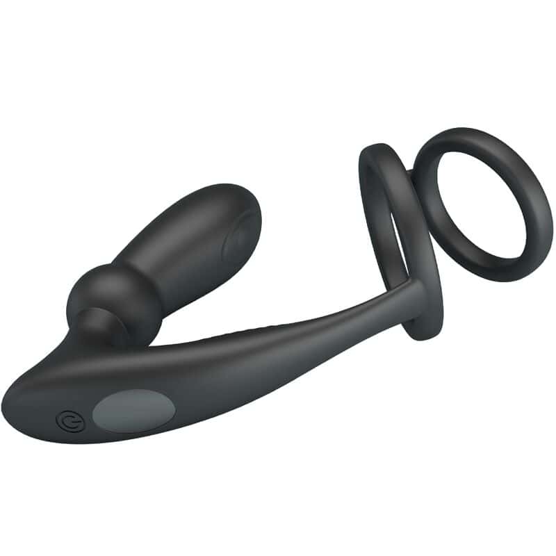 PRETTY LOVE - ANNEAU PÉNIS EMONI + PLUG ANAL 12 VIBRATIONS NOIR – Image 4