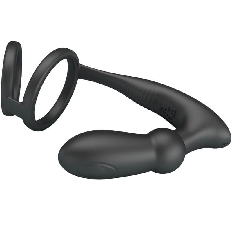 PRETTY LOVE - ANNEAU PÉNIS EMONI + PLUG ANAL 12 VIBRATIONS NOIR – Image 3