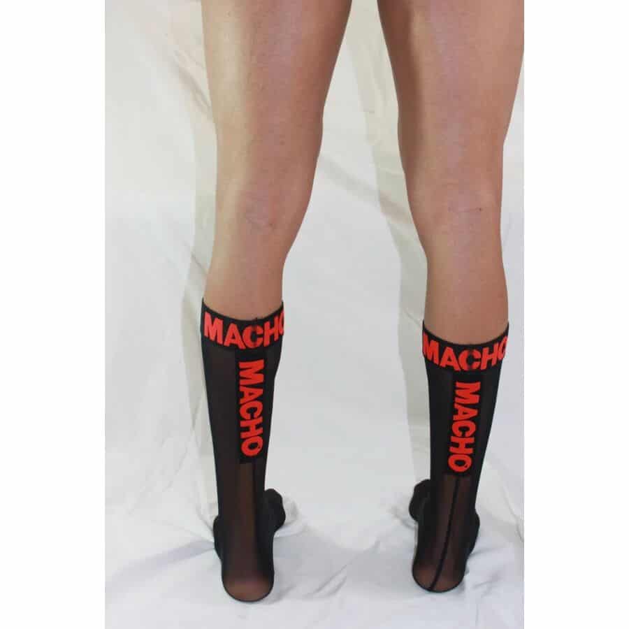MACHO - CHAUSSETTES FINES TAILLE UNIQUE NOIR/ROUGE – Image 5