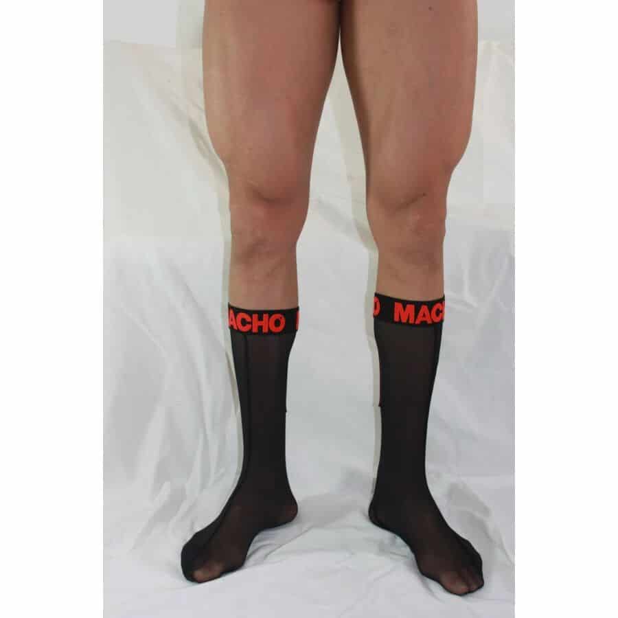MACHO - CHAUSSETTES FINES TAILLE UNIQUE NOIR/ROUGE – Image 4