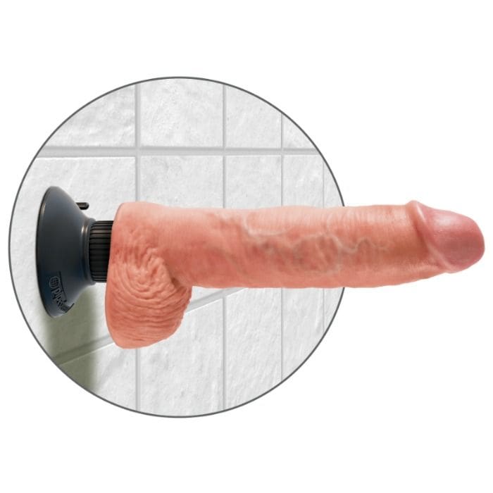 KING COCK - GODE VIBRANT AVEC TESTICULES 25.5 CM COULEUR NATURELLE – Image 4