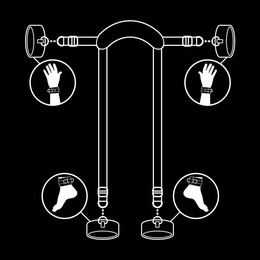 FETISH SUBMISSIVE - POSITION MAÎTRE AVEC 4 MENOTTES DOUBLÉES DE NOPRÈNE – Image 4
