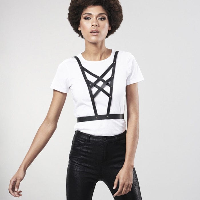 BIJOUX - INDISCRETS MAZE HARNAIS CROISÉ AVEC COLLIER NOIR – Image 3