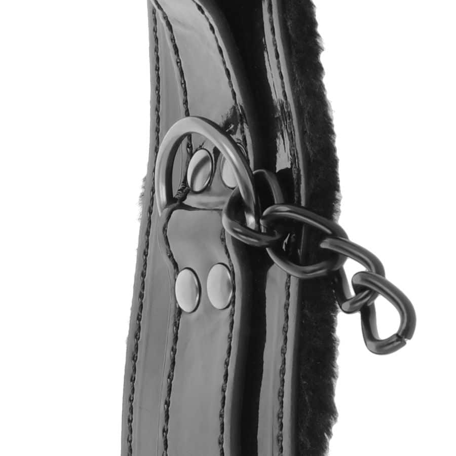 DARKNESS - MENOTTES AJUSTABLES EN CUIR NOIR AVEC CADENAS – Image 4