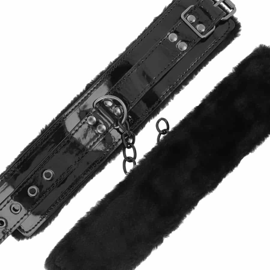 DARKNESS - MENOTTES AJUSTABLES EN CUIR NOIR AVEC CADENAS – Image 5