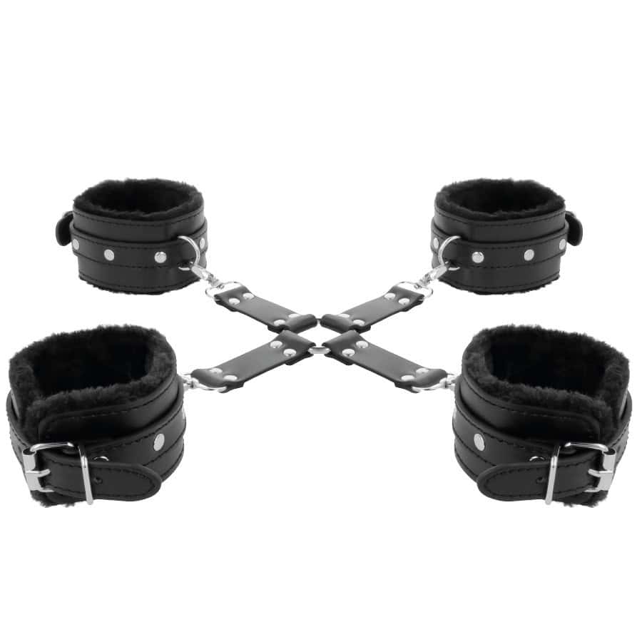 DARKNESS - MENOTTES EN CUIR POUR PIEDS ET MAINS NOIR – Image 5