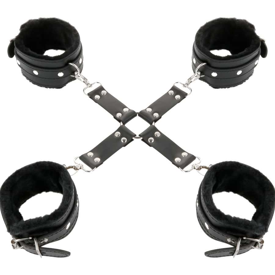 DARKNESS - MENOTTES EN CUIR POUR PIEDS ET MAINS NOIR – Image 2