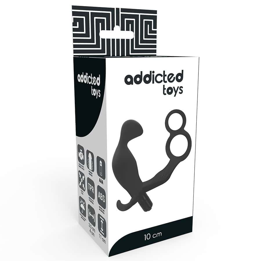 ADDICTED TOYS - PLUG ANAL AVEC DOUBLE ANNEAU PÉNIS ET TESTICULES NOIR – Image 4