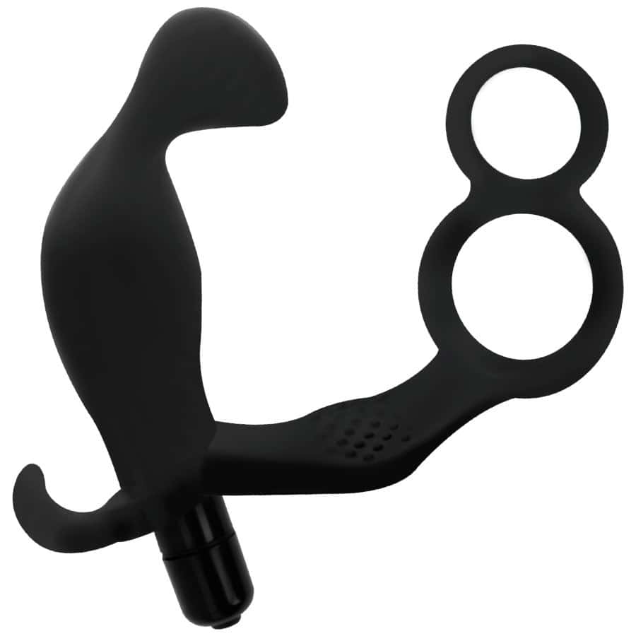 ADDICTED TOYS - PLUG ANAL AVEC DOUBLE ANNEAU PÉNIS ET TESTICULES NOIR – Image 3