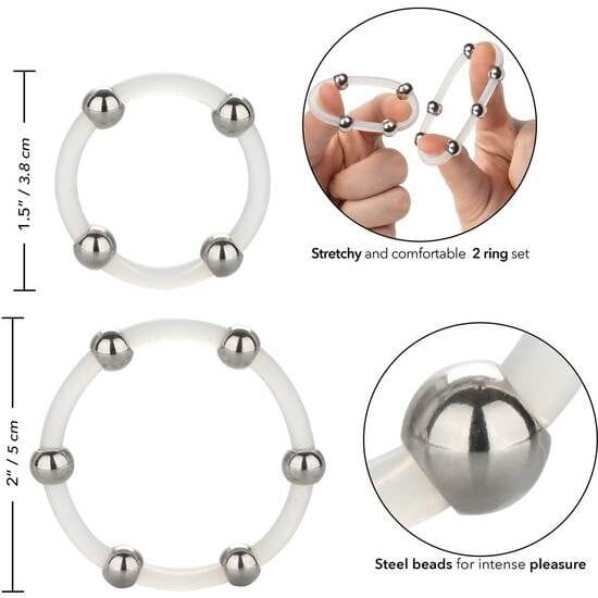 CALEXOTICS - ENSEMBLE DE BAGUES EN SILICONE PERLÉES EN ACIER – Image 4