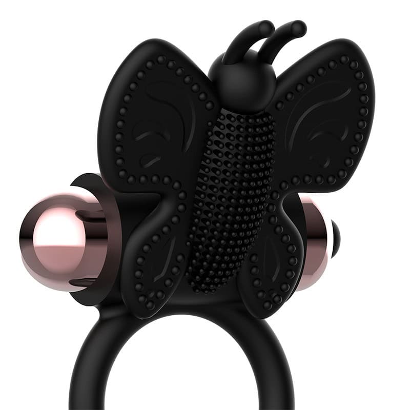 COQUETTE CHIC DESIRE - COCKRING PAPILLON AVEC VIBRATEUR NOIR/ OR – Image 4