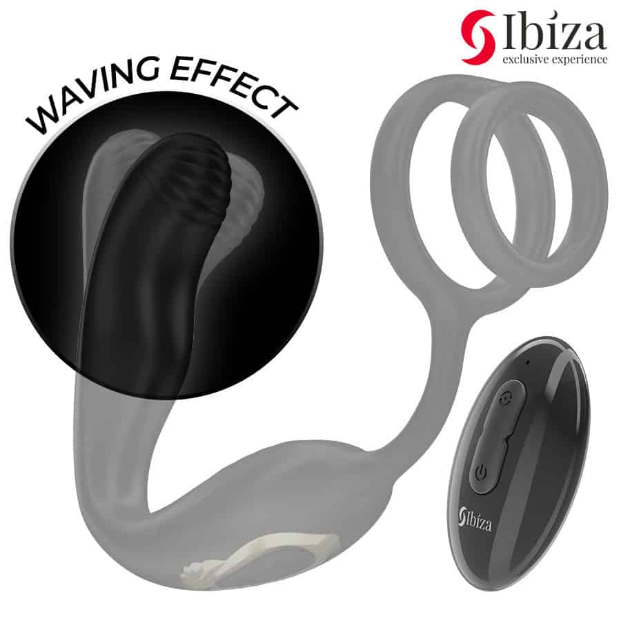 IBIZA - Plug anal rotatif télécommandé WIGGLE avec vibrations périnéales et anneaux rehaussant le pénis – Image 5