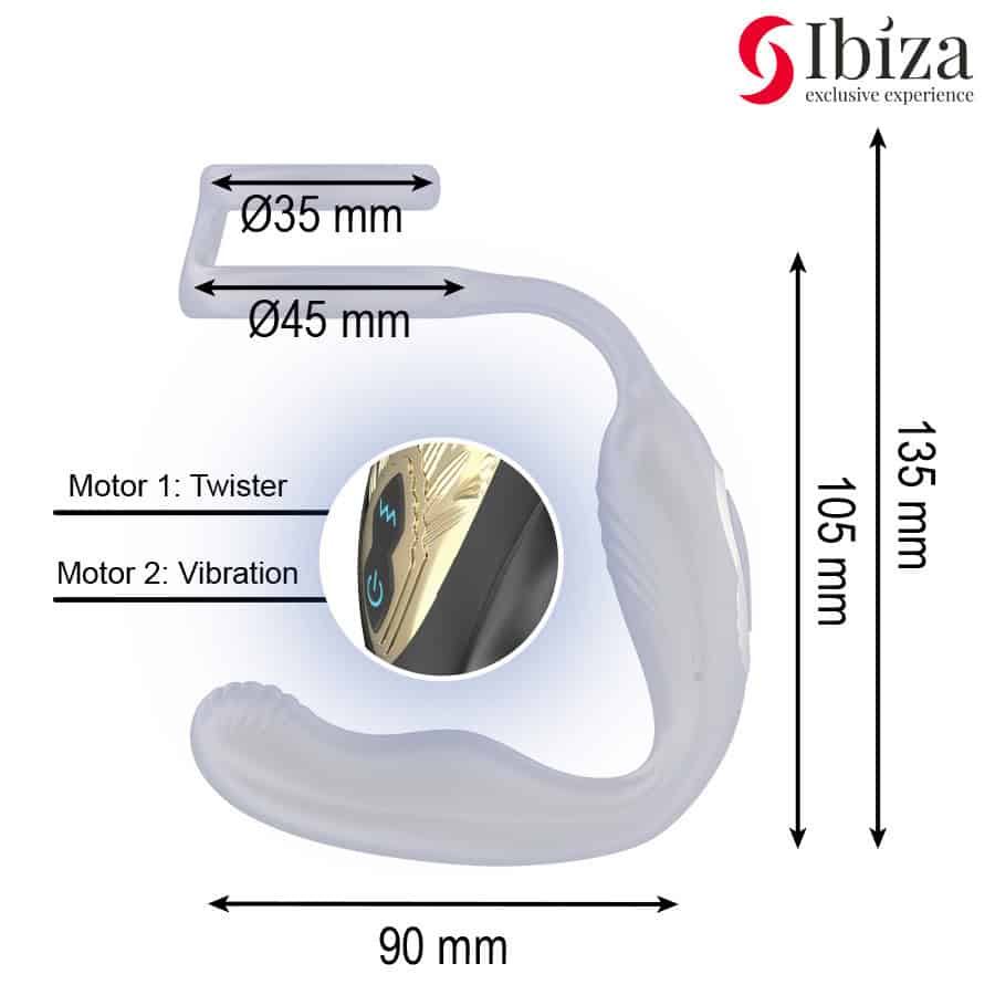 IBIZA - Plug anal rotatif télécommandé WIGGLE avec vibrations périnéales et anneaux rehaussant le pénis – Image 4