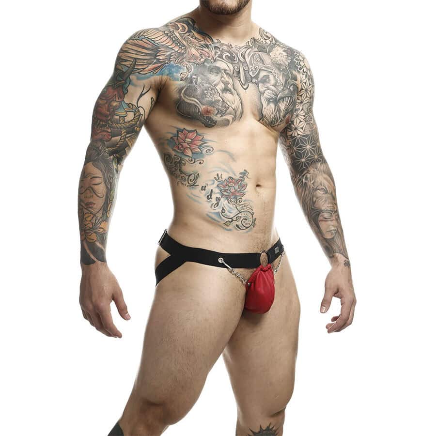 MOB - JOCKSTRAP ROUGE DNGEON AVEC CHAÎNES TAILLE UNIQUE – Image 3