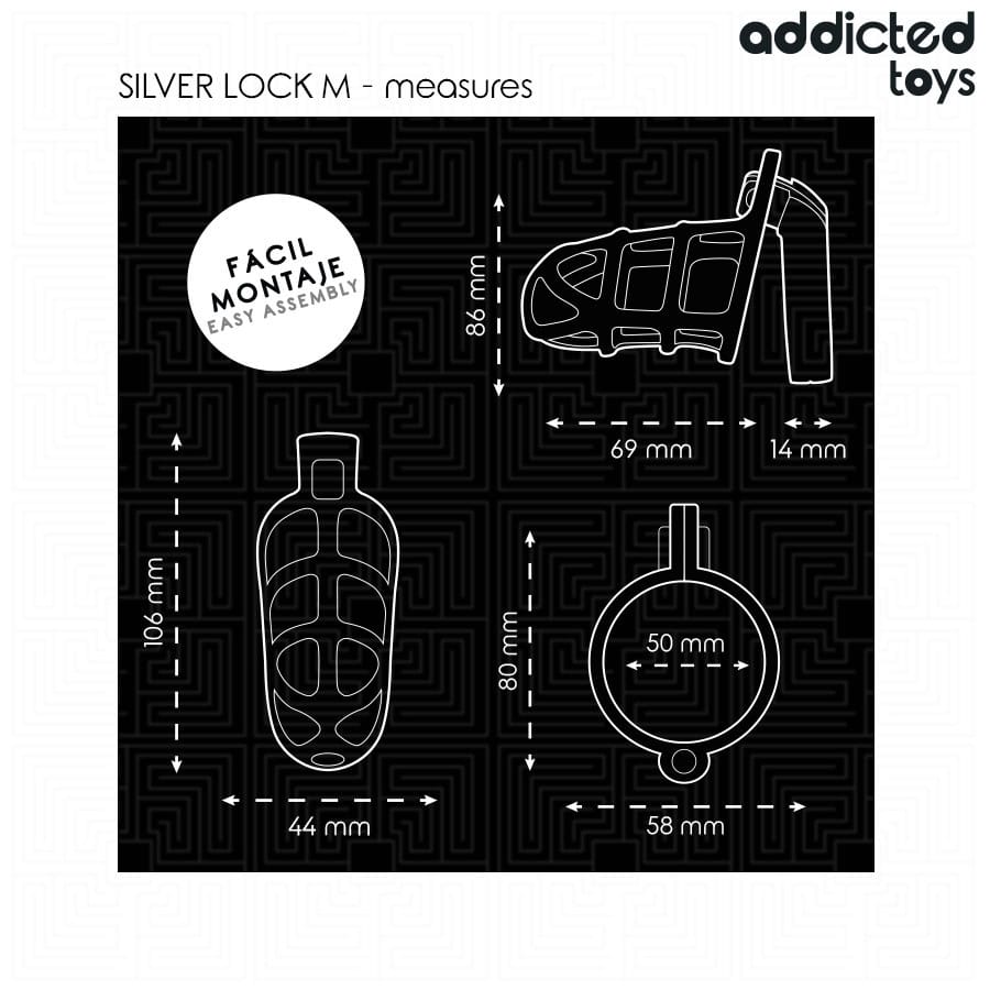 ADDICTED TOYS LOCKED - CAGE À PÉNIS EN MÉTAL AVEC VERROU ARGENT TAILLE M – Image 5
